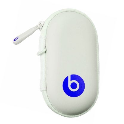 Beats by Dr. Dre Earbud & Earphone Hard Neoprene Zippered Case Pouch - White Blue