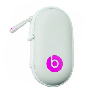 Beats by Dr. Dre Earbud & Earphone Hard Neoprene Zippered Case Pouch - White Pink