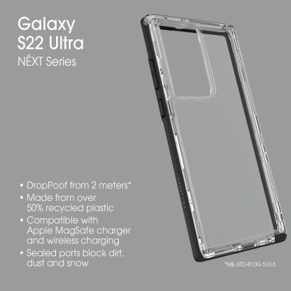 LifeProof NEXT SERIES Case for Galaxy S22 Ultra - BLACK CRYSTAL (CLEAR/BLACK) - Image 4