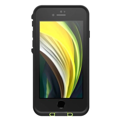 LifeProof iPhone SE (2nd gen - 2020) and iPhone 8/7 (NOT PLUS) FRĒ Series Case - NIGHT LITE (BLACK/LIME), waterproof IP68, built-in screen protector, port cover protection, snaps to MagSafe - Image 3