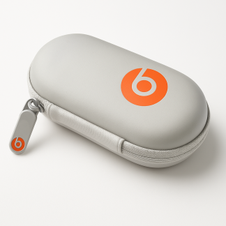 Beats by Dr. Dre Earbud & Earphone Hard Neoprene Zippered Case Pouch - White Orange
