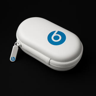 Beats by Dr. Dre Earbud & Earphone Hard Neoprene Zippered Case Pouch - White Blue