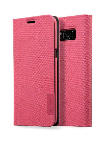 LAUT - APEX Knit Folio Case for Galaxy S8+ Plus, Versatile Folding Stand & 360° Protection - Coral - Image 8