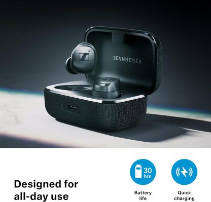 Sennheiser MOMENTUM True Wireless 4 Smart Earbuds with Bluetooth 5.4, Crystal-Clear Sound, Comfortable Design, 30-Hour Battery Life, Adaptive ANC, LE Audio and Auracast - White - Image 4