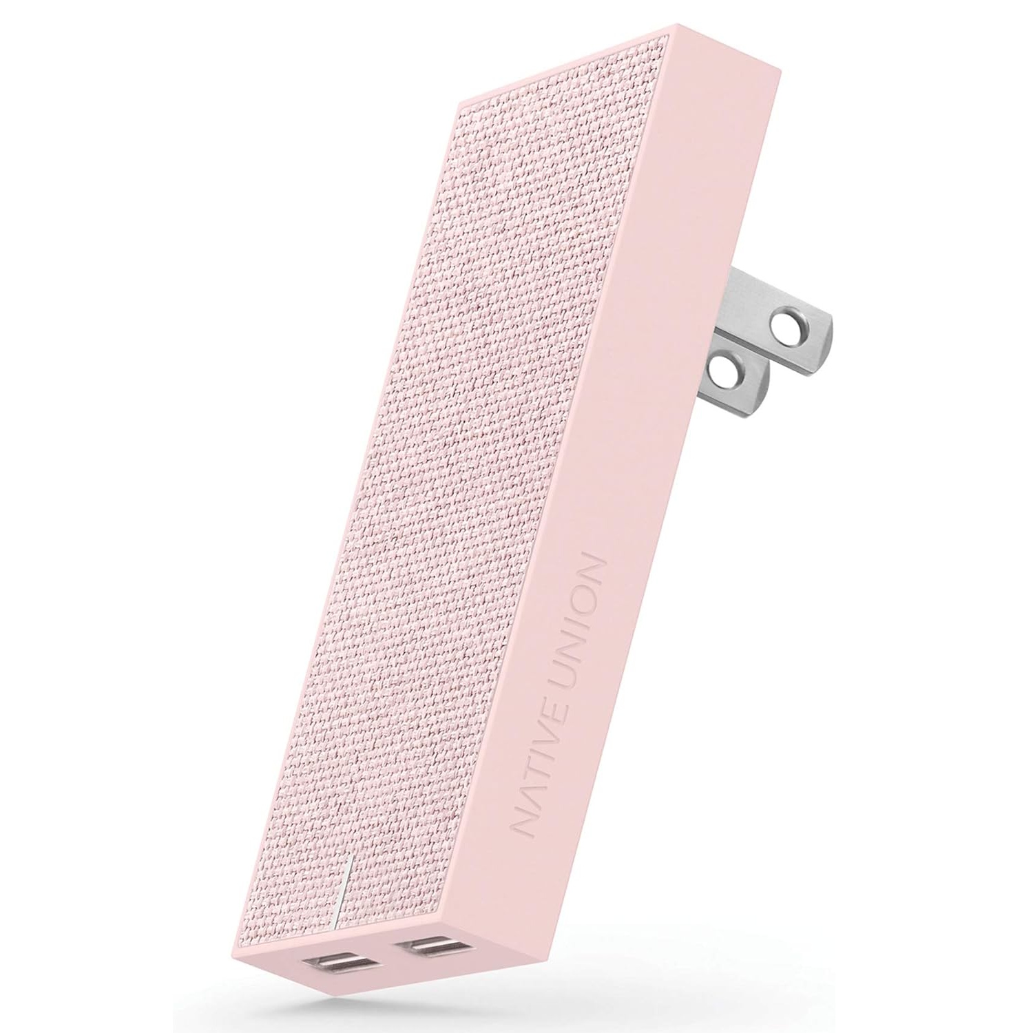 Native Union Smart Charger - Slim 2-Port Foldable USB-A Universal Wall Charger with Smart IC Technology - Quick Charging for iPhone, iPad, Smartphones and Tablets (Rose/Fabric)