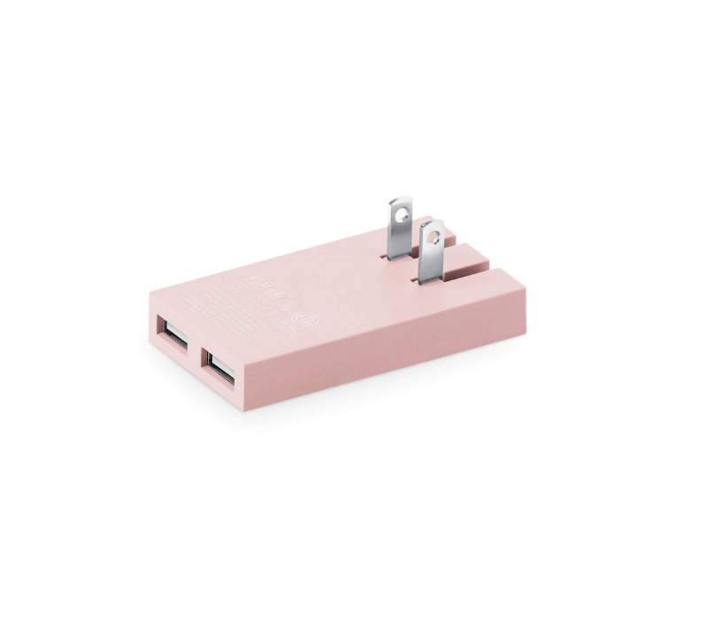 Native Union Smart Charger - Slim 2-Port Foldable USB-A Universal Wall Charger with Smart IC Technology - Quick Charging for iPhone, iPad, Smartphones and Tablets (Rose/Fabric) - Image 2