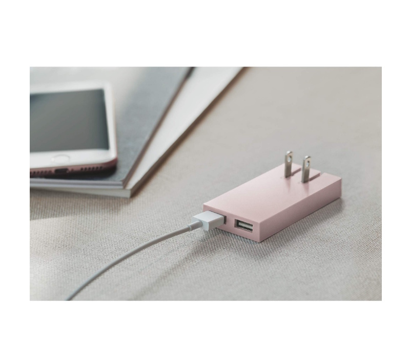 Native Union Smart Charger - Slim 2-Port Foldable USB-A Universal Wall Charger with Smart IC Technology - Quick Charging for iPhone, iPad, Smartphones and Tablets (Rose/Fabric) - Image 5
