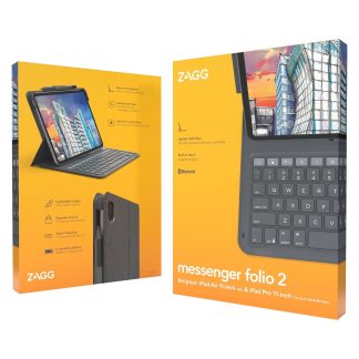 ZAGG Messenger Folio 2 Keyboard Case for iPad Air 11" (M4)/ (M3)/ (M2)/ (M1), iPad Pro 11-inch (M5, M4, 4th, 3rd, 2nd, 1st), iPad Air 10.9-inch (5th, 4th) - Keyboard Case with Laptop-Style Keys with Apple Pencil Holder