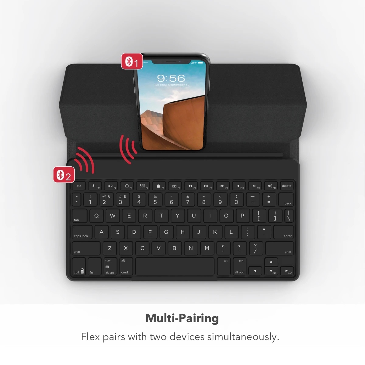 ZAGG Flex Portable, Universal Keyboard and Detachable Stand for Devices up to 12" Black - Image 16